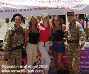 RedWolf and The Q posing with the Q-T girls at our booth at Operation Iron Angel in the US, 2002